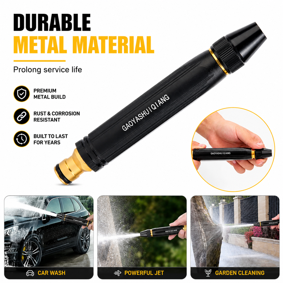 Imported High Quality Professional Pressure Water Nozzle with Metal Hose