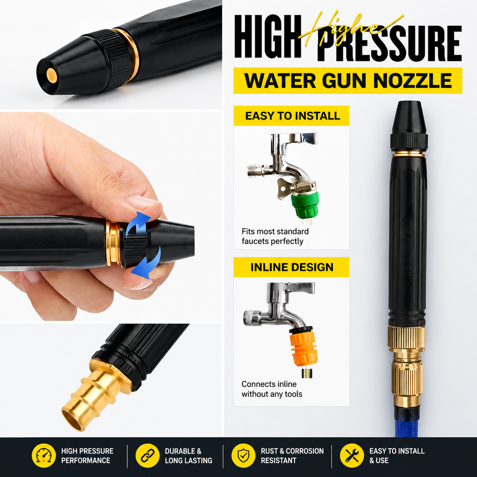Imported High Quality Professional Pressure Water Nozzle with Metal Hose