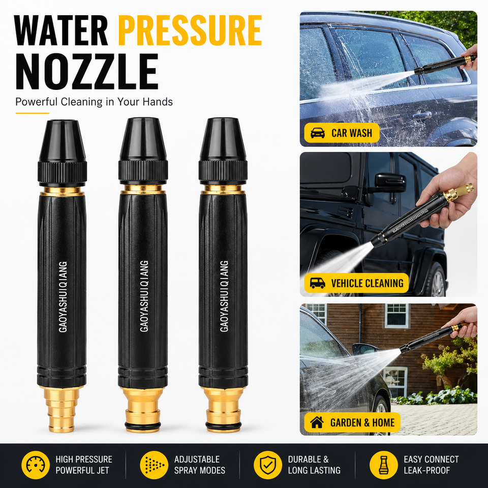 Imported High Quality Professional Pressure Water Nozzle with Metal Hose