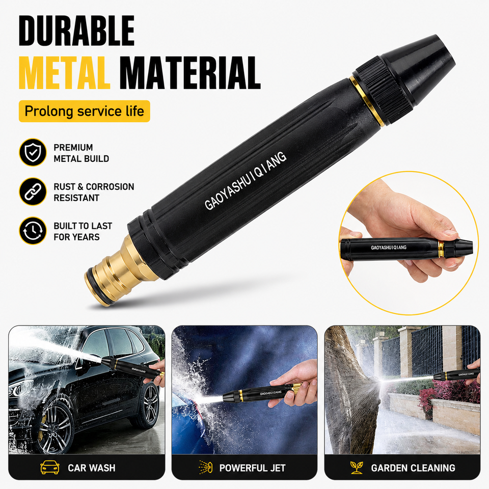 Imported High Quality Professional Pressure Water Nozzle with Metal Hose